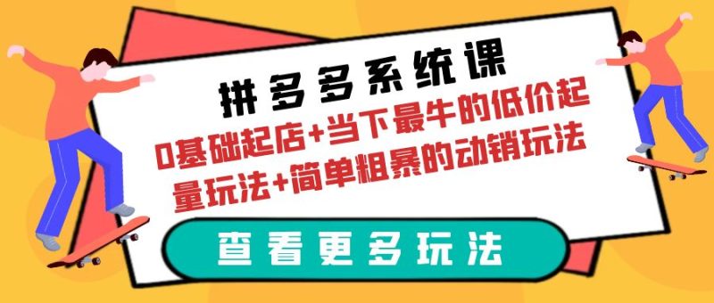 (6217期)拼多多系统课:0基础起店+当下最牛的低价起量玩法+简单粗暴的动销玩法-副业库