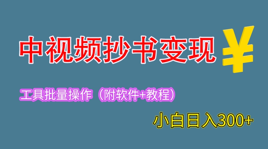 （6246期）2023中视频抄书变现（附工具+教程），一天300+，特别适合新手操作的副业-副业库