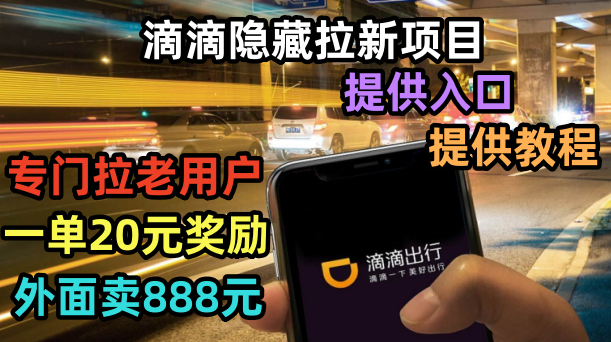 （6360期）滴滴隐藏拉新项目，专门拉老用户一单20-50元奖励，提供入口和玩法教程-副业库