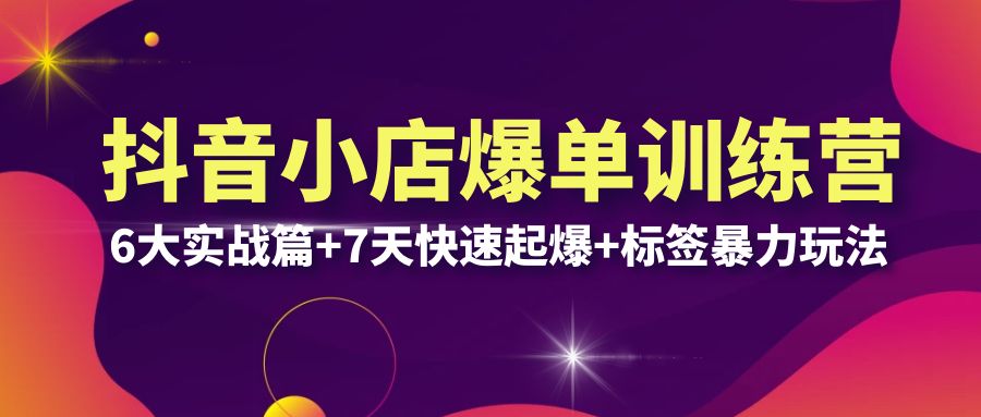 （6348期）抖音小店爆单训练营VIP线下课：6大实战篇+7天快速起爆+标签暴力玩法(32节)-副业库