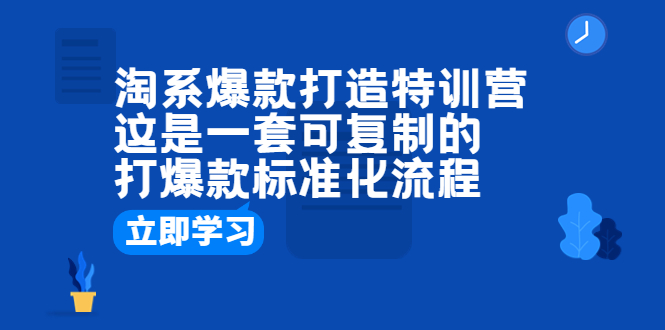 （6478期）淘系爆款打造特训营：这是一套可复制的打爆款标准化流程-副业库