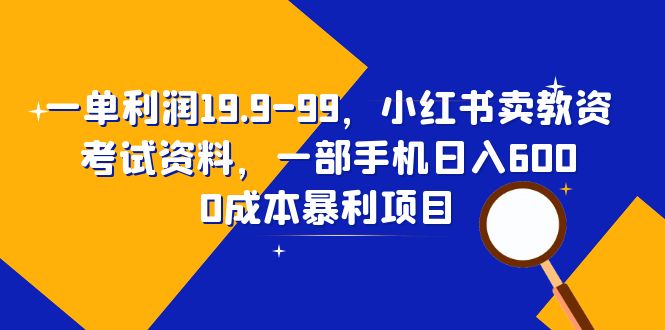 （6495期）一单利润19.9-99，小红书卖教资考试资料，一部手机日入600（教程+资料）-副业库
