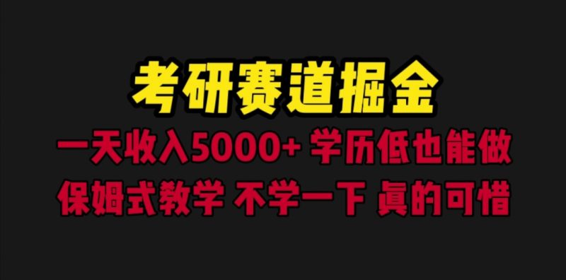 (6498期)考研赛道掘金,一天5000+学历低也能做,保姆式教学,不学一下,真的可惜-副业库