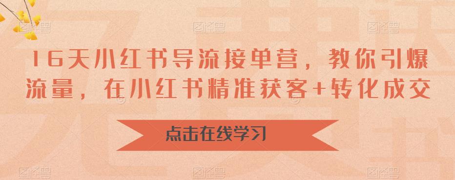 （6523期）16天-小红书 导流接单营，教你引爆流量，在小红书精准获客+转化成交-副业库