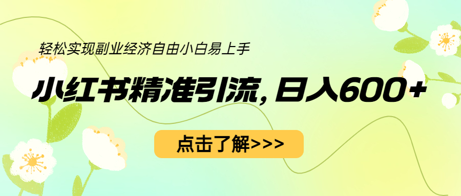 （6515期）小红书精准引流，小白日入600+，轻松实现副业经济自由（教程+1153G资源）-副业库