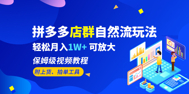（6545期）拼多多店群自然流玩法，轻松月入1W+ 保姆级视频教程（附上货、拍单工具）-副业库
