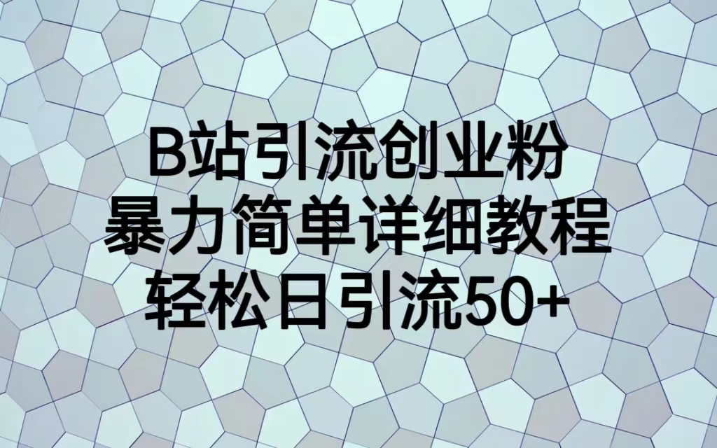 （6639期）B站引流创业粉，暴力简单详细教程，轻松日引流50+-副业库