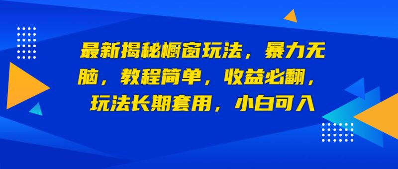 （6649期）最新揭秘橱窗玩法，暴力无脑，收益必翻，玩法长期套用，小白可入-副业库