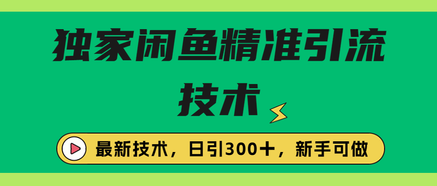 （6635期）独家闲鱼引流技术，日引300＋实战玩法-副业库