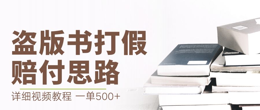（6689期）最新盗版书赔付打假项目，一单利润500+【详细玩法视频教程】-副业库