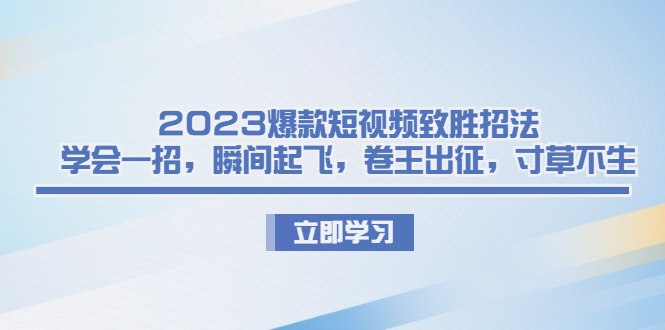 （6738期）2023爆款短视频致胜招法，学会一招，瞬间起飞，卷王出征，寸草不生-副业库