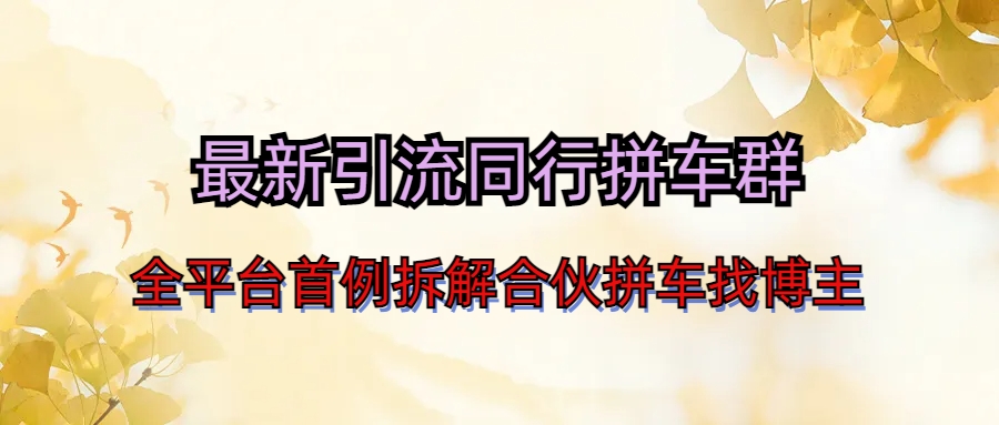 （6853期）最新引流同行拼车群合伙拼车找博主日引百人新玩法-副业库