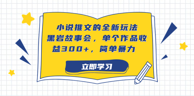（6849期）小说推文的全新玩法，黑岩故事会，单个作品收益300+，简单暴力-副业库