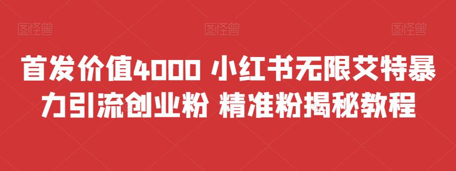（6982期）首发价值4000 小红书无限艾特暴力引流创业粉 精准粉揭秘教程-副业库