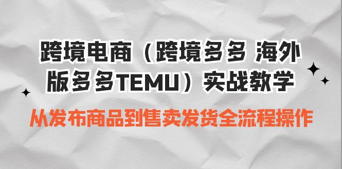 （6989期）跨境电商（跨境多多 海外版多多TEMU）实操教学 从发布商品到售卖发货全流程-副业库