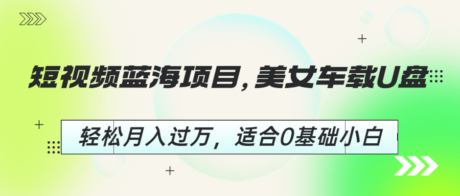 （6619期）短视频蓝海项目，美女车载U盘，轻松月入过万，适合0基础小白-副业库