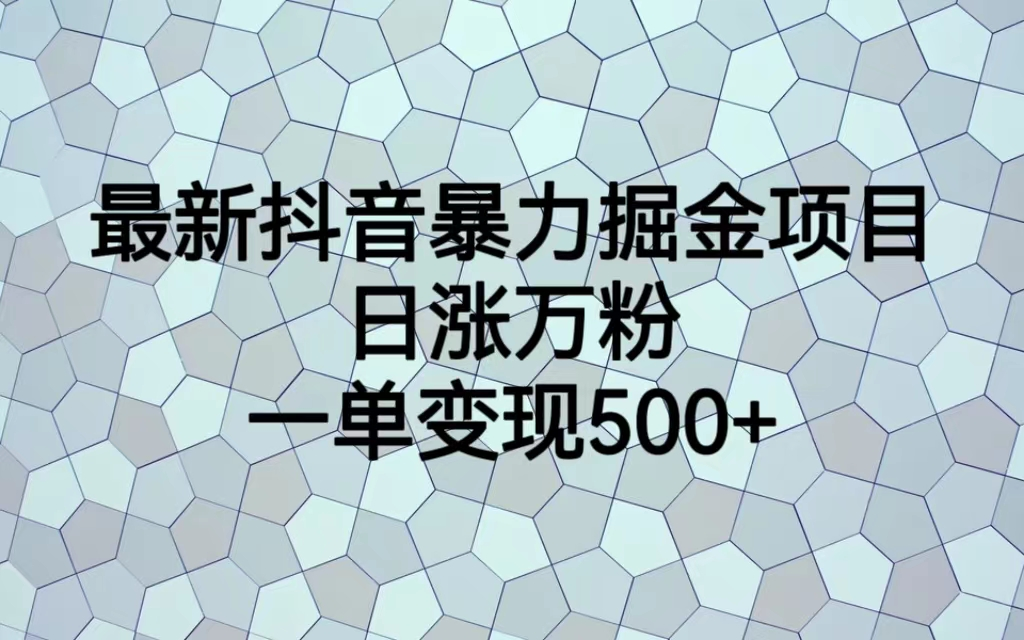 （7100期）最火热的抖音暴力掘金项目，日涨万粉，多种变现方式，一单变现可达500+-副业库