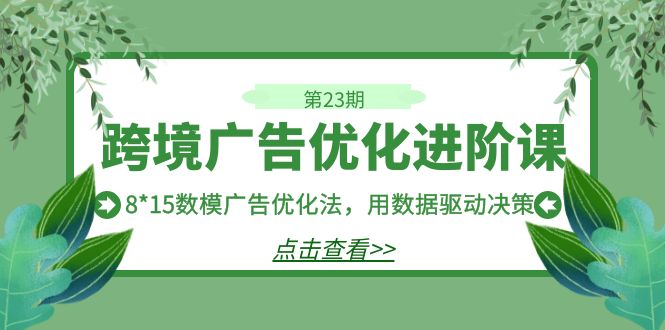 （7131期）跨境广告·优化进阶课·第23期，8*15数模广告优化法，用数据驱动决策-副业库