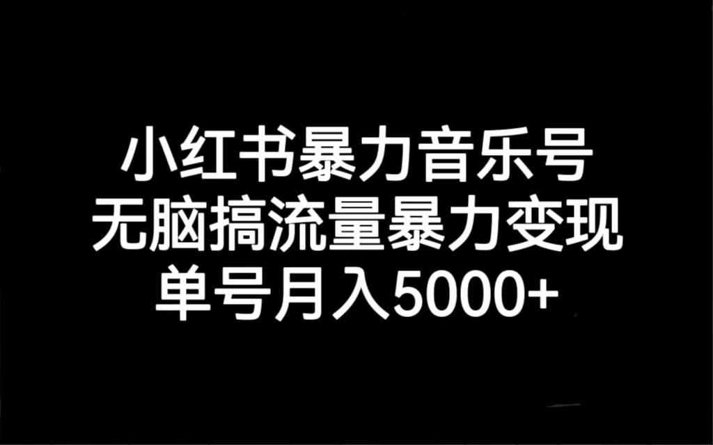 （7153期）小红书暴力音乐号，无脑搞流量暴力变现，单号月入5000+-副业库