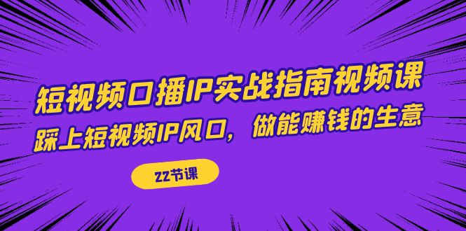 （7202期）短视频口播IP实战指南视频课，踩上短视频IP风口，做能赚钱的生意（22节课）-副业库