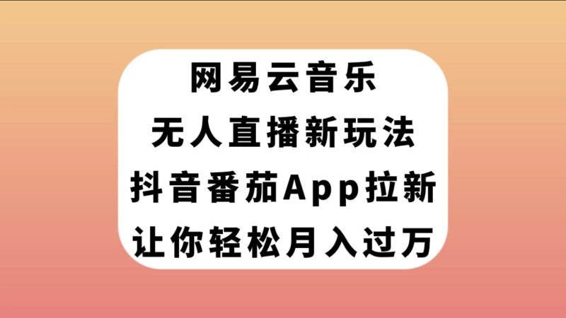 （7599期）网易云音乐无人直播新玩法，抖音番茄APP拉新，让你轻松月入过万-副业库