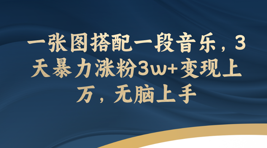 （7674期）一张图搭配一段音乐，3天暴力涨粉3w+变现上万，无脑上手-副业库