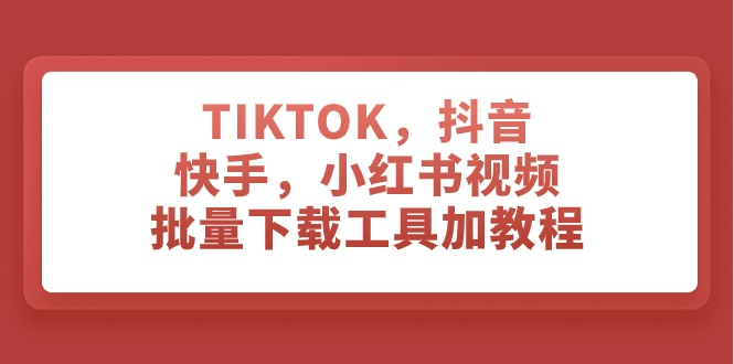 （7714期）TIKTOK，抖音，快手，小红书视频批量下载工具加教程-副业库
