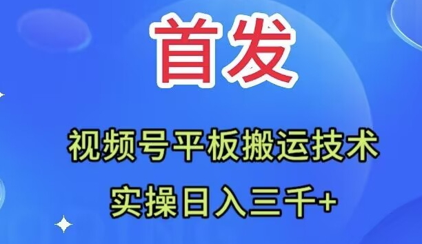 （7843期）全网首发：视频号平板搬运技术，实操日入三千＋-副业库