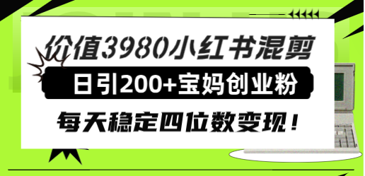 （7893期）价值3980小红书混剪日引200+宝妈创业粉，每天稳定四位数变现！-副业库