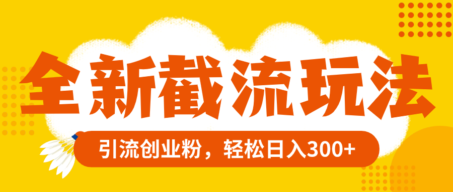 （8025期）全新截流玩法，精准引流创业粉，轻松日入300+-副业库