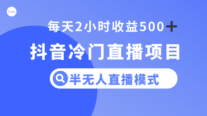 (8053期)抖音冷门直播项目,半无人模式,每天2小时收益500+-副业库