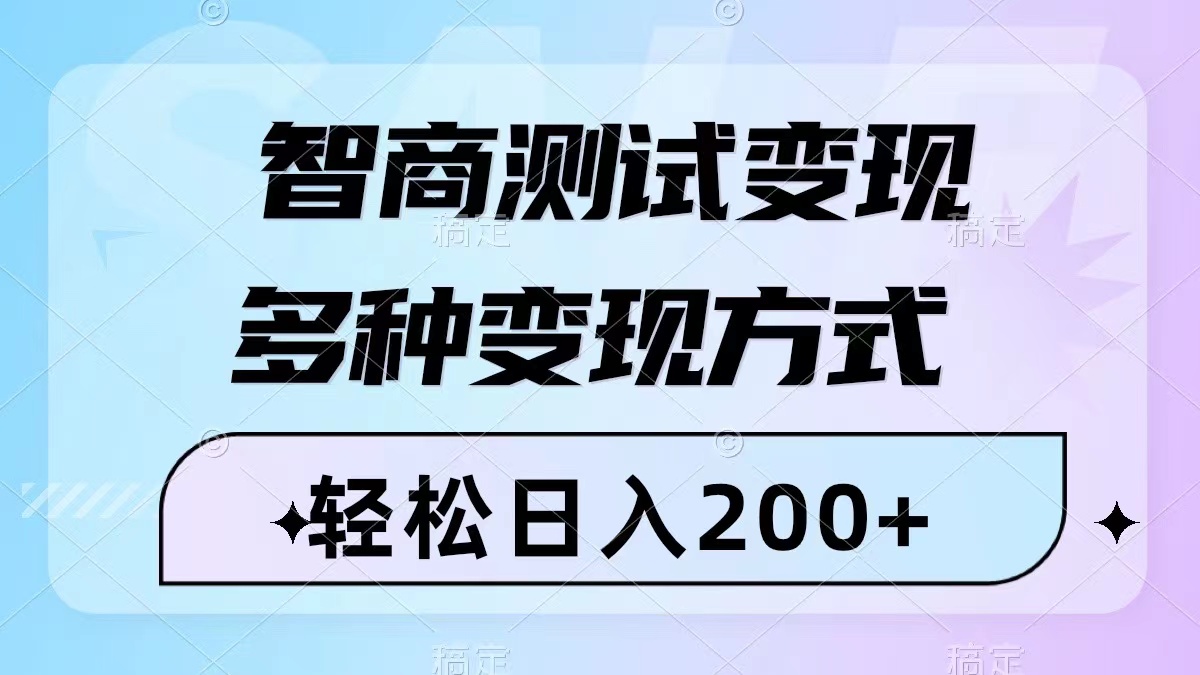 （8049期）智商测试变现，轻松日入200+，几分钟一个视频，多种变现方式（附780G素材）-副业库