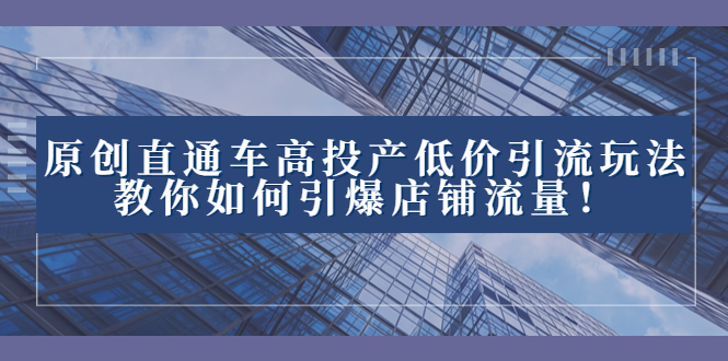 （8197期）2023直通车高投产低价引流玩法，教你如何引爆店铺流量！-副业库