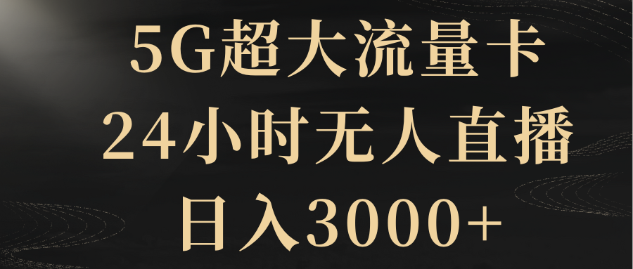 （8304期）5G超大流量卡，24小时无人直播，日入3000+-副业库