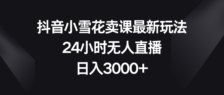 （8322期）抖音小雪花卖课最新玩法，24小时无人直播，日入3000+-副业库