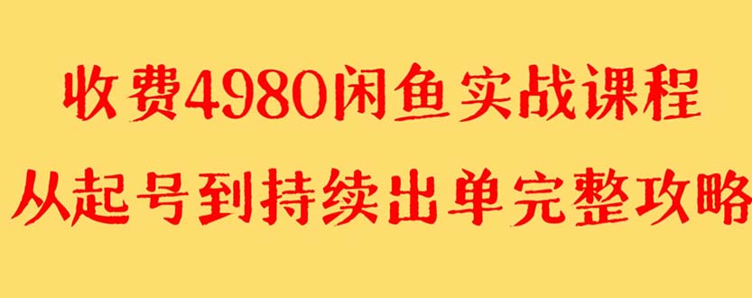 （8359期）外面收费4980闲鱼无货源实战教程 单号4000+-副业库