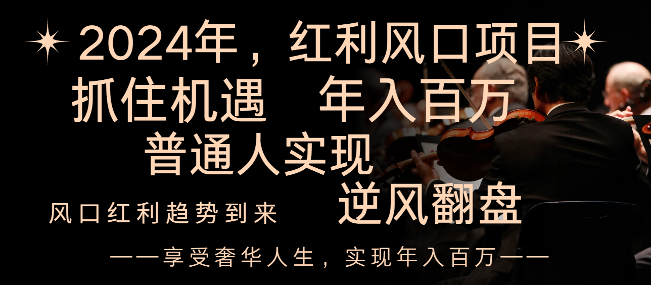（8418期）2024红利风口项目来袭，享受第一波红利，逆风翻盘普通人也能实现，年入百万-副业库