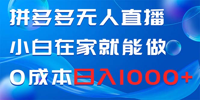 （8450期）拼多多无人直播，小白在家就能做，0成本日入1000+-副业库