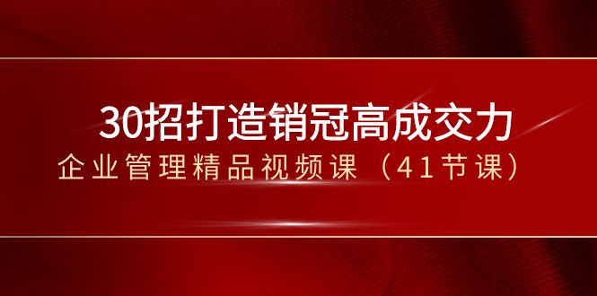 （8477期）30招-打造销冠高成交力-企业管理精品视频课（41节课）-副业库