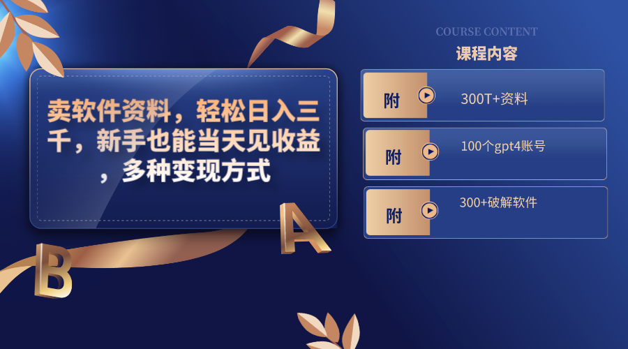 （8582期）卖软件资料，轻松日入三千，新手也能当天见收益，多种变现方式，（附300…-副业库