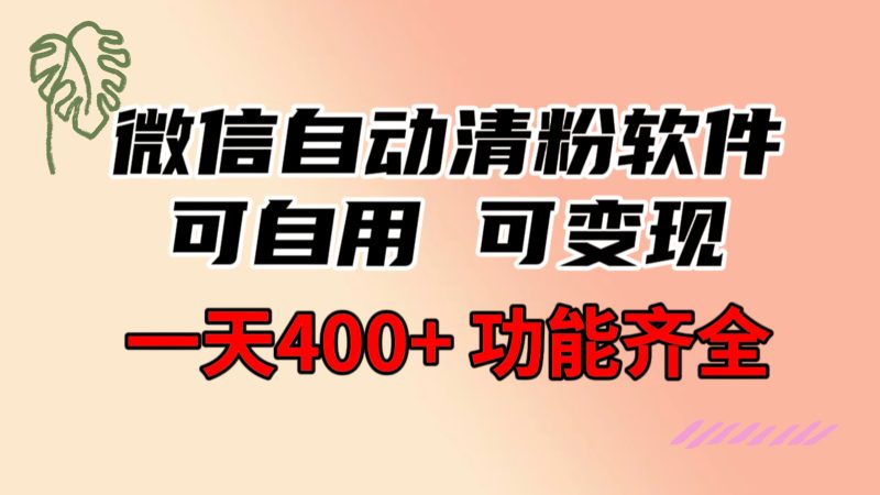 (8580期)功能齐全的微信自动清粉软件,可自用可变现,一天400+,0成本免费分享-副业库