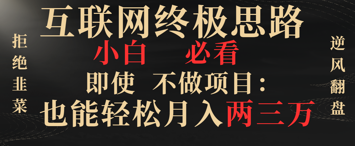 （8619期）互联网终极思路，小白必看，即使不做项目也能轻松月入两三万，拒绝韭菜…-副业库