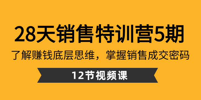 （8659期）28天·销售特训营5期：了解赚钱底层思维，掌握销售成交密码（12节课）-副业库