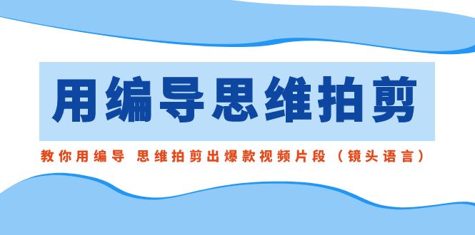 （8785期）用编导的思维拍剪，教你用编导 思维拍剪出爆款视频片段（镜头语言）-副业库