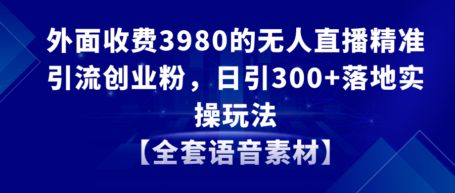 （8830期）无人直播精准引流创业粉，日引300+落地实操玩法【全套语音素材】-副业库