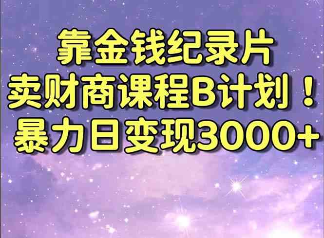 （8944期）靠金钱纪录片卖财商课程B计划！暴力日变现3000+，喂饭式干货教程！-副业库