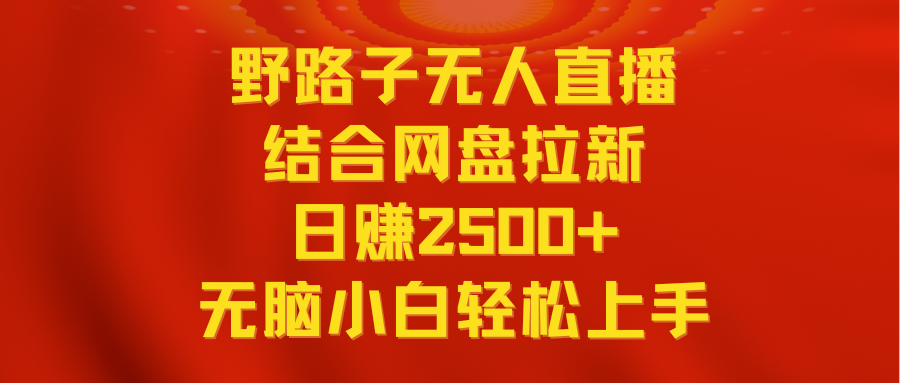 （9025期）无人直播野路子结合网盘拉新，日赚2500+多平台变现，小白无脑轻松上手操作-副业库