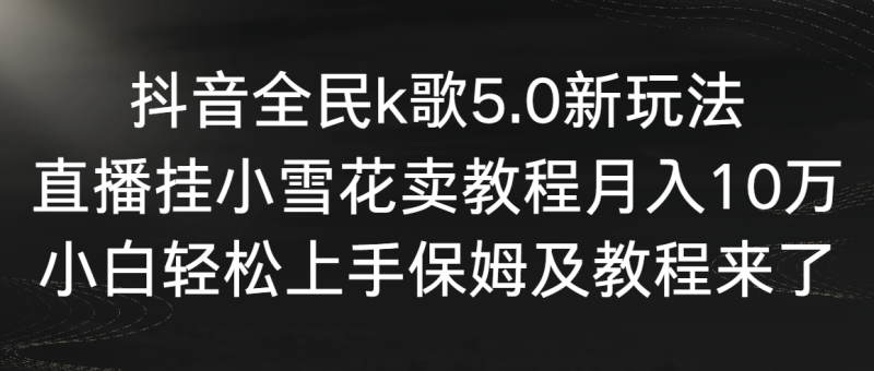（9021期）抖音全民k歌5.0新玩法，直播挂小雪花卖教程月入10万，小白轻松上手，保…-副业库