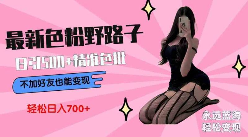 （9119期）最新色粉变现野路子，日引500+老色批 可不加好友直接变现 小白轻松日入700+-副业库