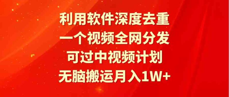(9224期)利用软件深度去重,一个视频全网分发,可过中视频计划,无脑搬运月入1W+-副业库